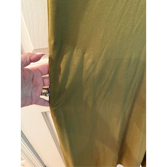 J. Jill Olive Green Short Sleeve V-Neck Maxi Dress w/ Pickets Sz XS NWOT - Picture 6 of 8